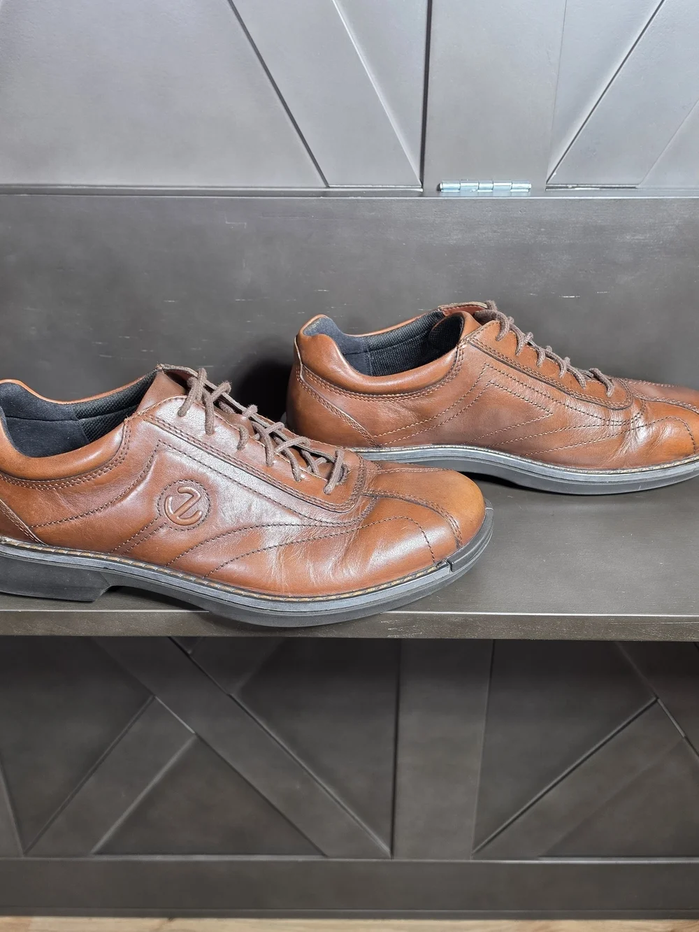 Ecco Light Men's Neoflexor Brown Leather Lace-Up Oxford Comfort Shoe EU 46 US 12